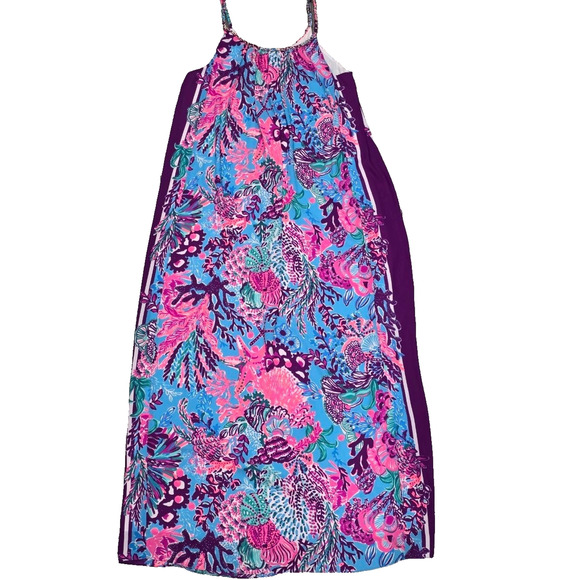 Lilly Pulitzer Hazelyn Maxi Dress Turquoise Oasis Snuba Duba Do Medium A003606 - Picture 2 of 13